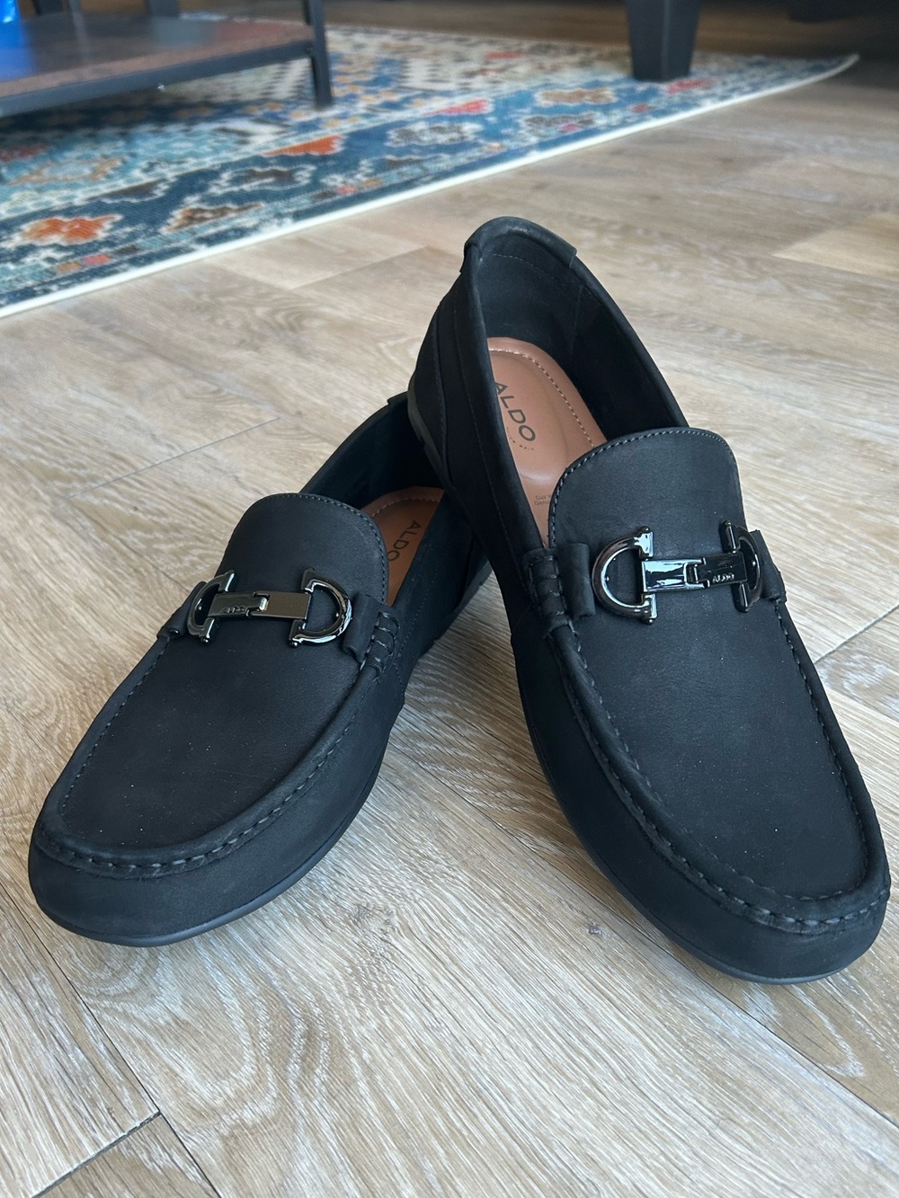 Aldo Black Men's Slip-On Loafers with Metal Bit
